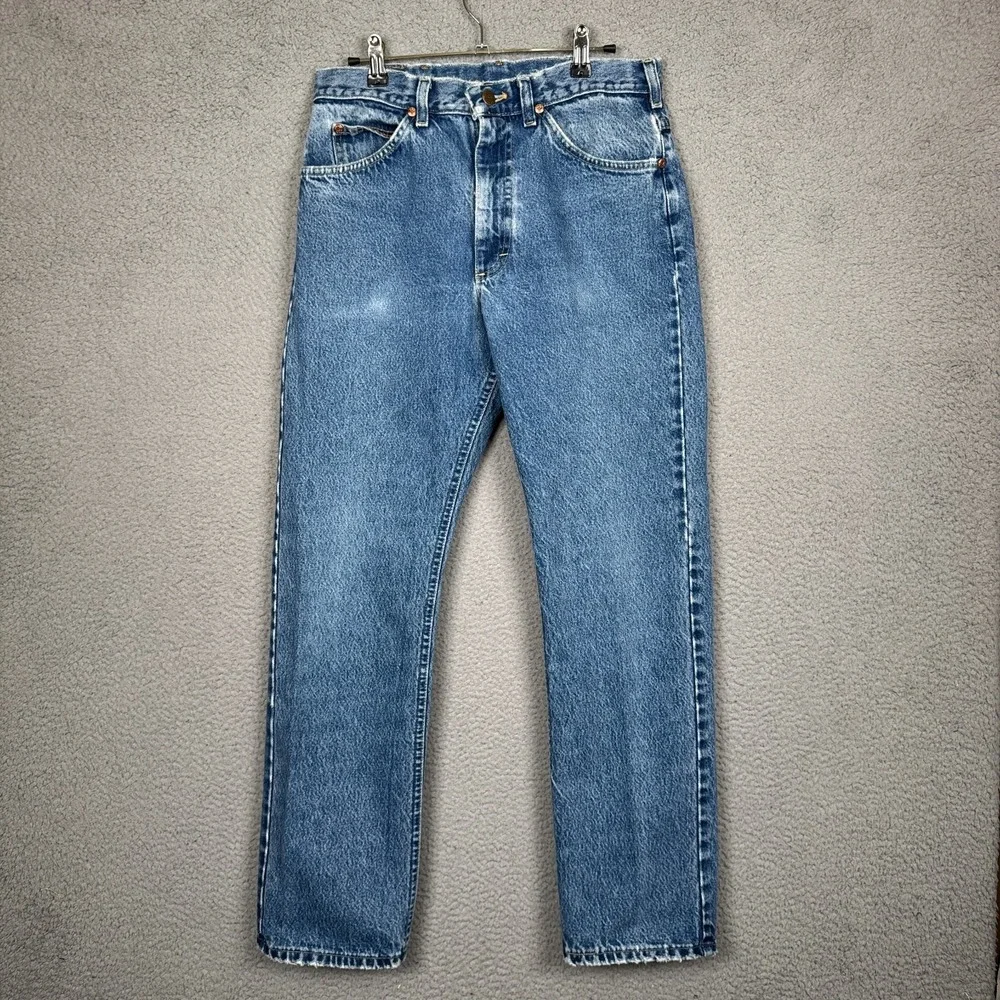 VTG Lee Jeans Men 33x32 Blue Cotton USA Union Made Distressed Americana Heritage
